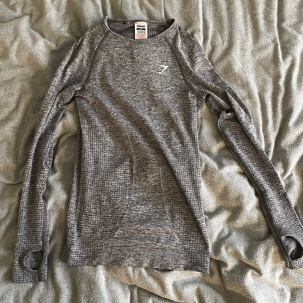 Gymshark Vital Seamless 2.0 Long Sleeve Top XS Grey Marle